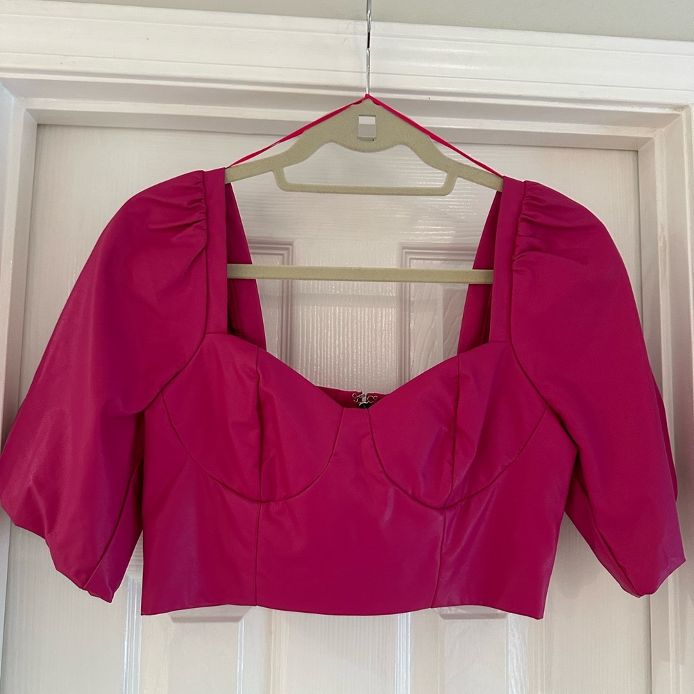 Pink take the risk puff sleeve top